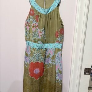 Glam Olive Green Floral Dress